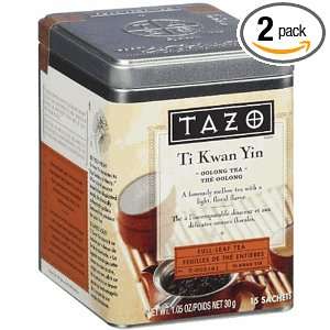 Tazotea Ti Kwan Yin Full Leaf Tea, 15 Count Tea Bags (Pack of 2 