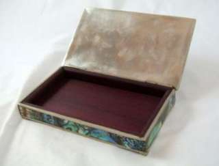 Vintage Iridescent Abalone Shell Box Made in Mexico  
