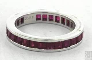 18K WHITE GOLD FANCY 2.0CT RUBY ETERNITY BAND RING SIZE 5.25  