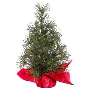  8 Mixed Pine Artificial Table Top Christmas Tree with Red 
