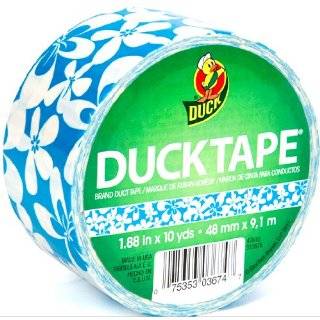 10yd 1.88 Blue Surf Duck Brand Printed Duct Tape    White / Blue