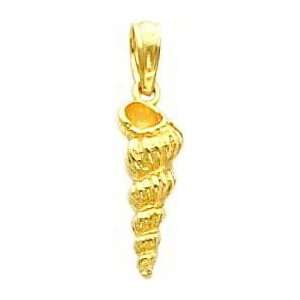  14K Gold 3D Spiral Shell Charm Jewelry