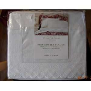  Charter Club Embroidered Flannel Sheet Set