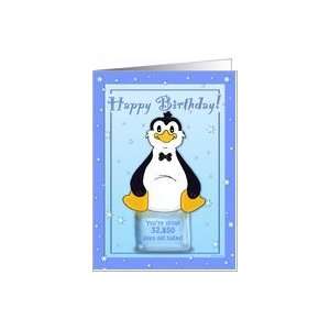   90th Birthday   Penguin on Ice Cool Birthday Facts Card Toys & Games