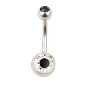    Belly Button Ring with 8 Clear Crystal Stones   14g, 5/8 Jewelry