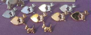 12 Vintage Copper Silver Gold Tone Metal SCOTTIE Dog PIN  