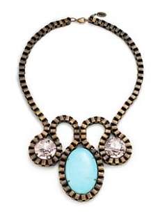 joanna laura constantine   Turquoise & Crystal Box Chain Bib Necklace 