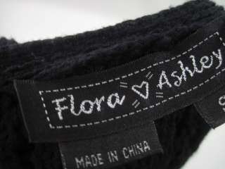 FLORA ASHLEY Black Crochet Cardigan Sweater Sz S  