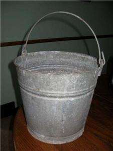 ANTIQUE #12 GALVANIZED STEEL PAIL, BUCKET WITH BAIL HANDLE  