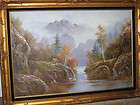 price reduction r boren oil on canvas cabin mountain water