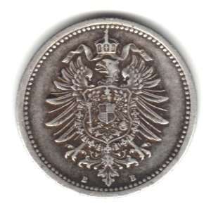  1876 B German Empire 50 Pfennig Coin KM#6   90% Silver 