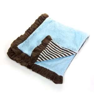 Microfiber Baby Blanket   Brown & Blue Stripe With Paisley Baby