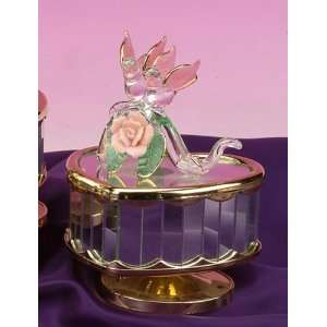  Music Box Glass Lovebirds On Branch Collectible Figurine 
