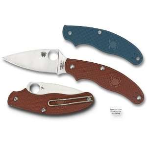  Spyderco UK Penknife 3 Serrated Leaf Blade, Blue FRN 
