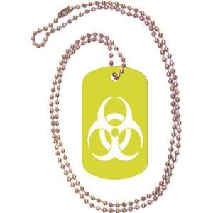 Biohazard Symbol Gold Dog Tag with Neck Chain