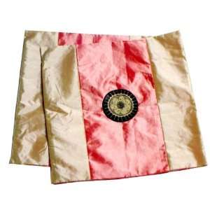   Ivory Flower Symbol Chinese Silk Pillowcases (A Pair) 