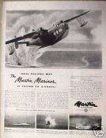 1944 WWII Martin Mariner Aircraft/Airplane Print Art AD  