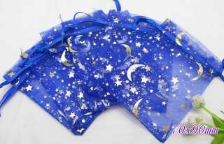 50 Star / Moon Organza Jewelry Gift Bags 7 Colors xe  