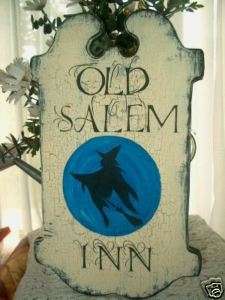 Primitive Halloween Sign OLD SALEM INN Witch Moon HP  