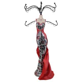 Glitter Dress Mannequin Jewelry Stand Doll w/Sequin Leopard Print Red 