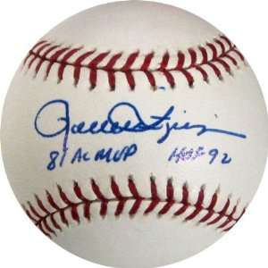 Autographed Rollie Fingers Baseball   with  81 AL MVP HOF 92 