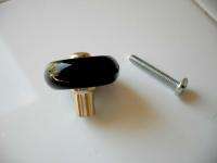 Vintage hard Black plastic & Chrome trim knobs Drawer Pulls handles 