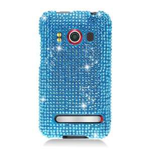 For HTC EVO 4G FULL DIAMOND CRYSTAL SPRINT Aqua Blue Mobile Phone Case 