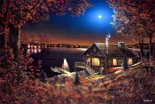 Jim Hansel Evening Serenity Cabin/Lake Print 12 X 8  