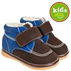 Boys Infant Toddler Suede Squeaky Shoes Boots   Brown & Blue with 
