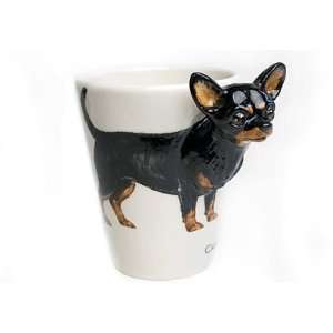   Black & Tan Chihuahua Sculpted Ceramic Dog Coffee Mug
