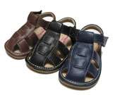 Boy Leather Squeaky Sandals Brown, Navy, Black Toddler Size 1 7  