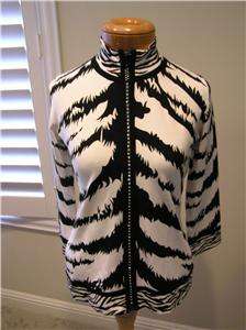 NWT Belldini 101036 Animal print black/white mock neck cardigan 