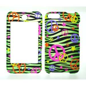  Colorful Peace Sign on Green Zebra Rubberized Protective 