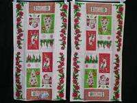Parisian Prints 1960s Printed Linen Tea Towel Christmas  