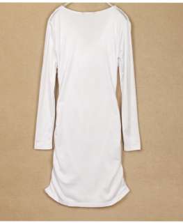   white long sleeve mini dresses summer casual party club dress SIZE L
