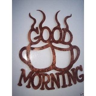 Good Morning Coffee Cups Kitchen Decor Metal Wall Art