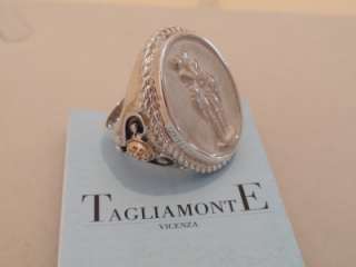 TAGLIAMONTE SOLID 925 SS & 14kt Gold PSYCHE & EROS INTAGLIO Ring ~ Sz 