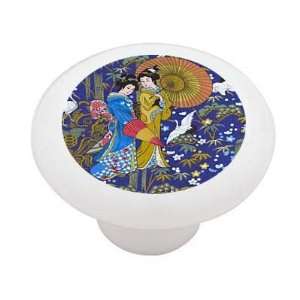  Garden Geishas Decorative High Gloss Ceramic Drawer Knob 