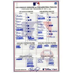  Phillies vs. Dodgers 7 21 2005 Game Used Lineup Card (Jim 