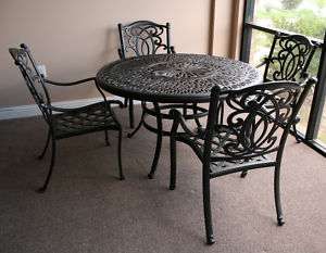 Cast Aluminum Dining Set w/Ice Bucket Fully Welded Chairs and Free 