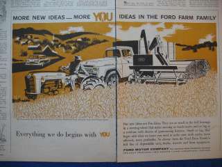 FORD TRACTOR COMBINE F 600 TRUCK VINTAGE OLD AD 1958  