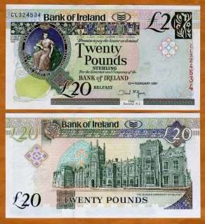 Bank of Ireland, Northern, 20 pounds, 2007, P 80, UNC  