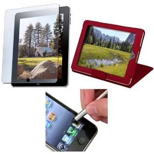   With Apple® iPad® 3 Accessory Red Case+LCD Film+Stylus Electronics