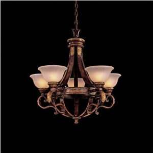   N6205 488 Catalonia II Chandelier in Aged Walnut with Gold Highlights