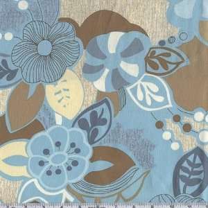  45 Wide Surf & Sand Large Flowers Blue Fabric By The 