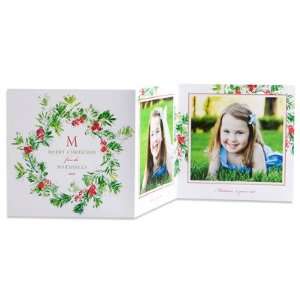 Tri Fold Holiday Cards   Initialed Wreath By Hello Little One For Tiny 
