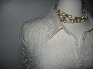 Womens RALPH LAUREN Sheer Ivory Blouse Shirt Embroidered Leaves 2X EUC 