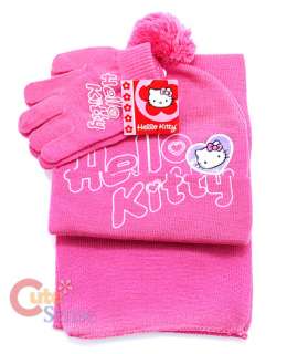 Sanrio Pink Hello Kitty  Beanie Gloves Set 1