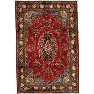  74 x 109 Red Persian Hand Knotted Wool Farahan Rug 