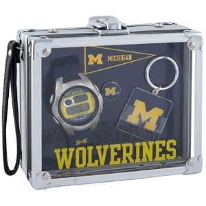 Michigan Wolverines Mens Rock Box Watch/Accessory Set  
